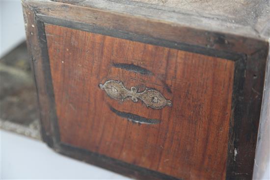 A 17th century walnut and ebony table top cabinet, width 10.25 depth 8.5in. height 7in.